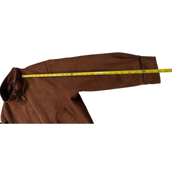 La Chapelle Brown Suede Bomber Jacket Full Zip‎ Collar Ribbed Waist Women - S/M - Picture 7 of 7
